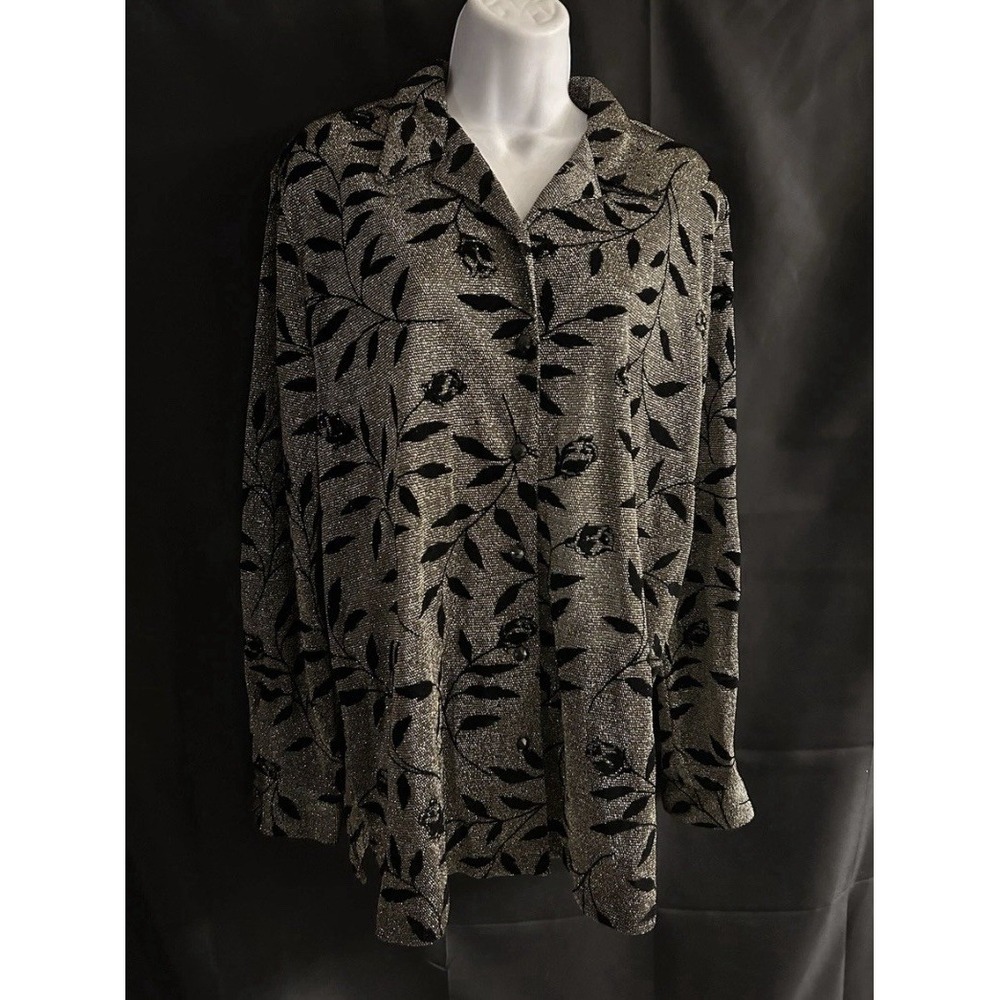 New Sz 16 Alfred Dunner Leafy Sparkles Metallic Blouse #1811*12